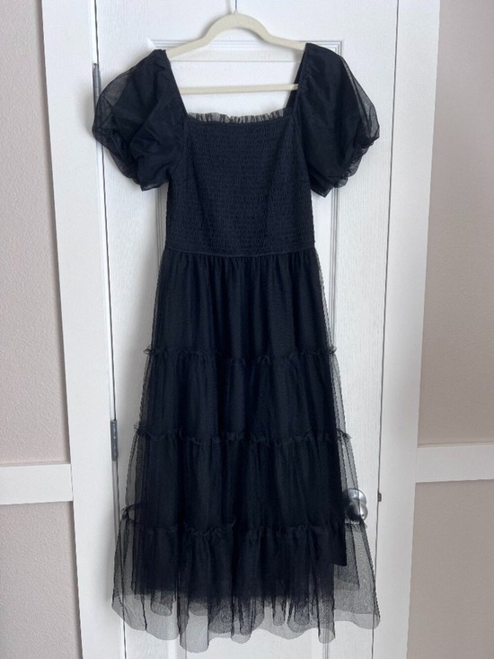 PrettyGarden Dresses & Skirts - PrettyGarden Black Tulle Smocked Tiered Midi Dress - Size S